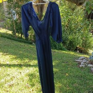 Elegant Navy Blue Women's Nightgown